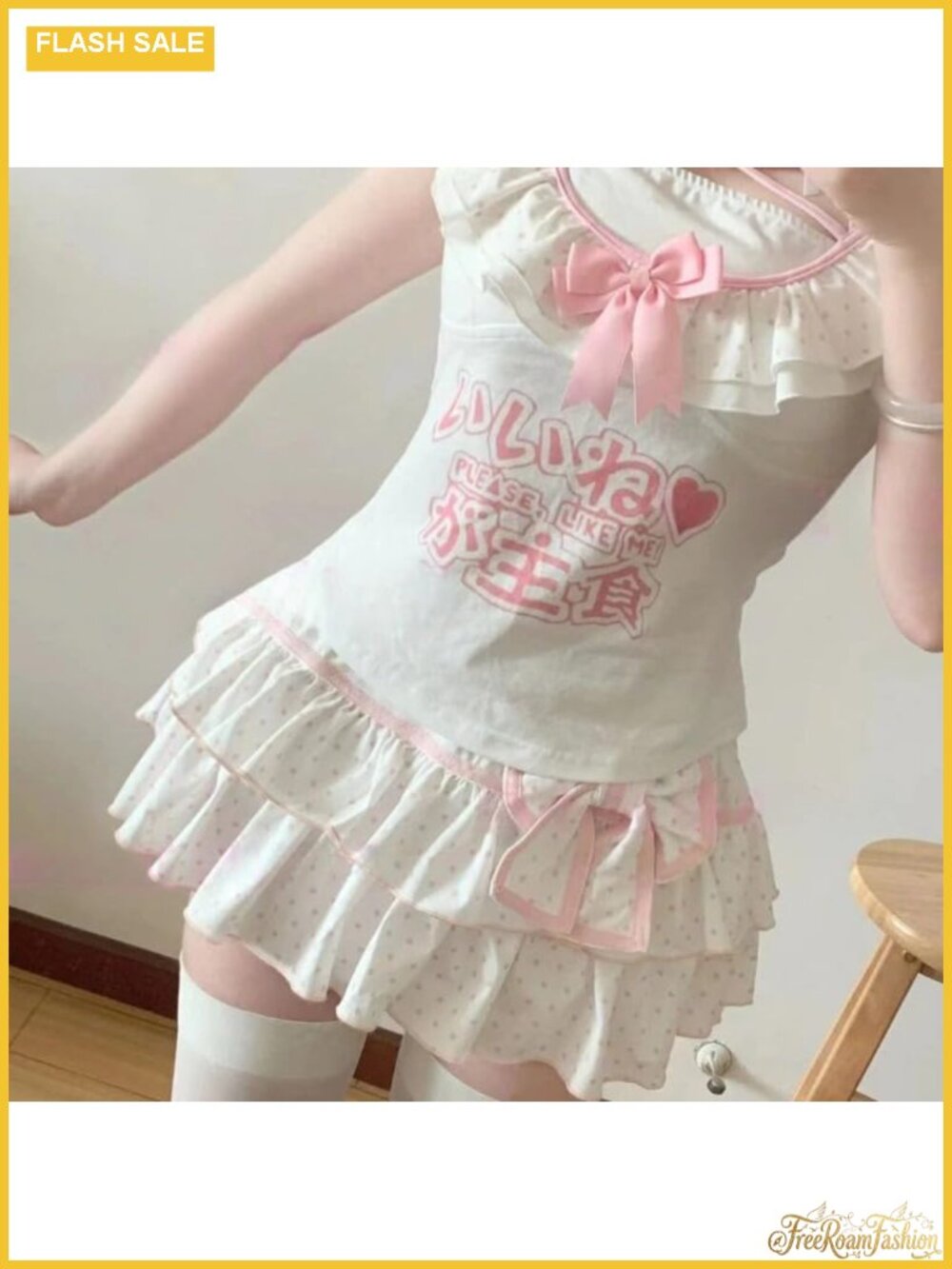 Kawaii Y2K Lolita Mini Skirt Bow Tie Ruffled Pleated Skirt